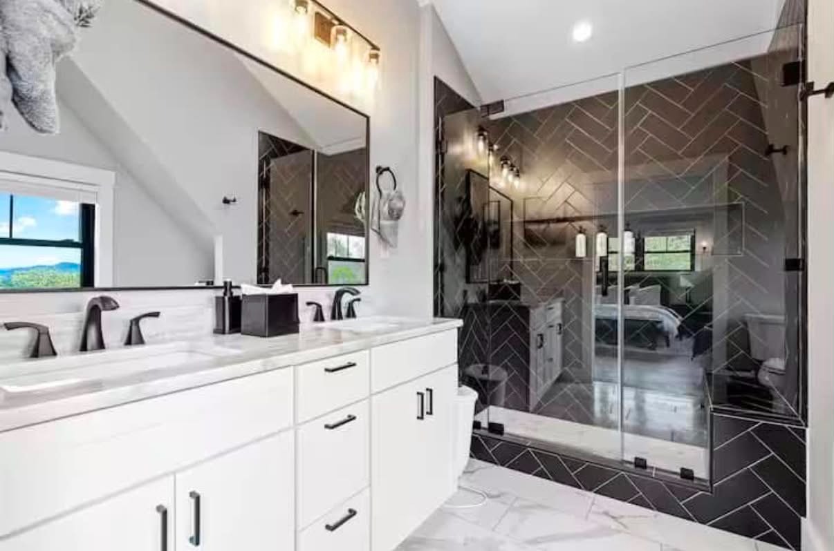 Ensuite, glass wiped streak-free