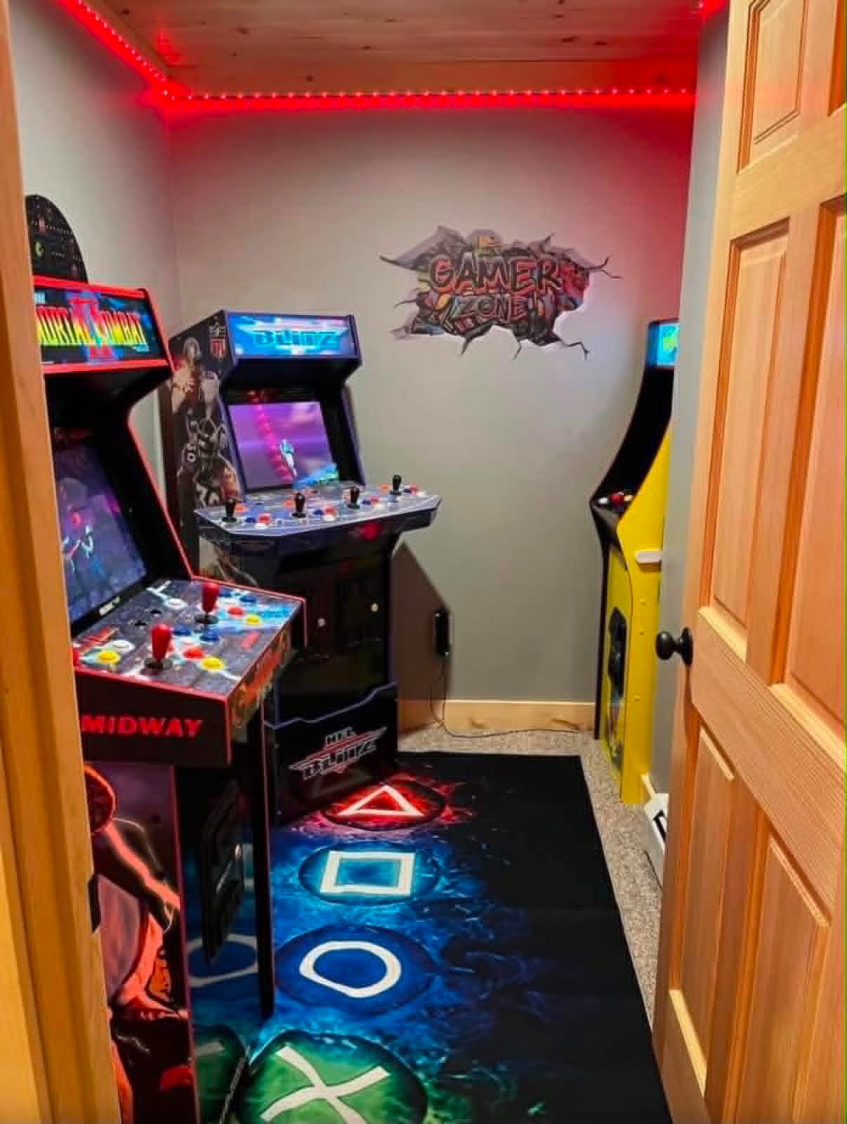 Arcade room, dusted and ready to play
