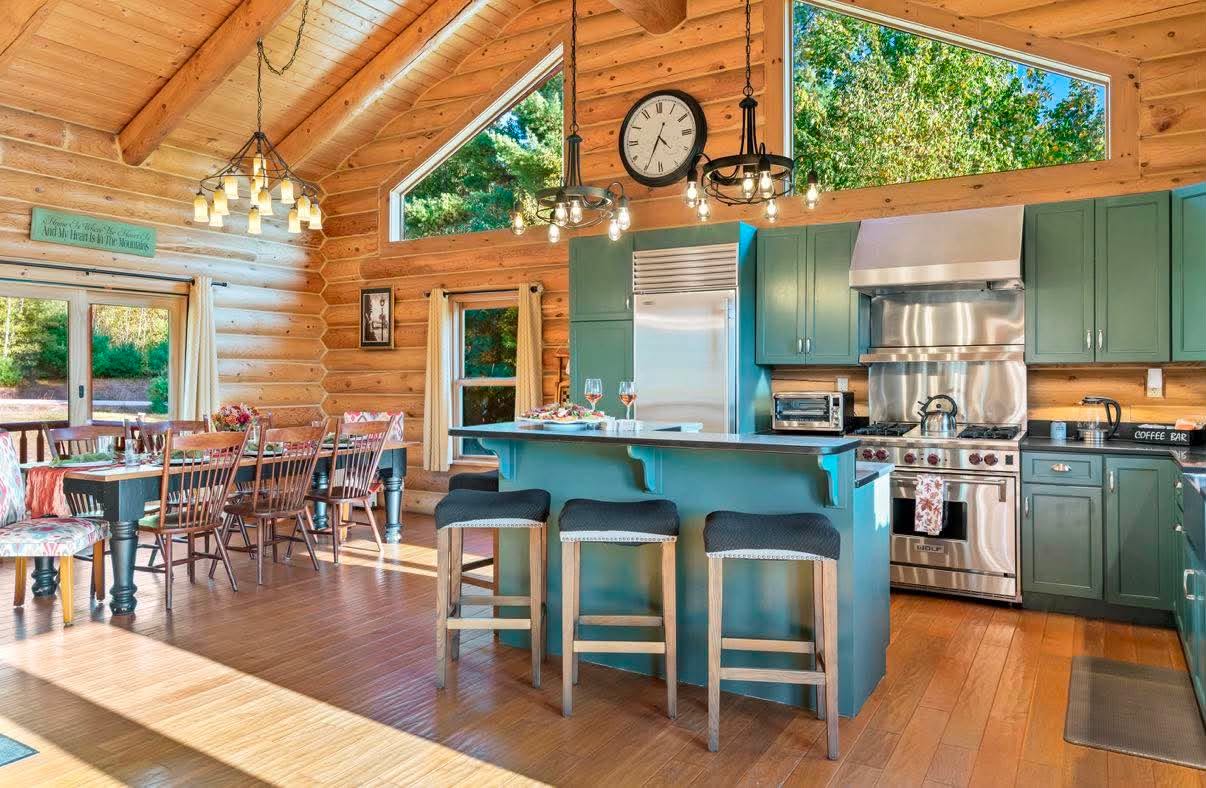 Teal island kitchen, ready to host